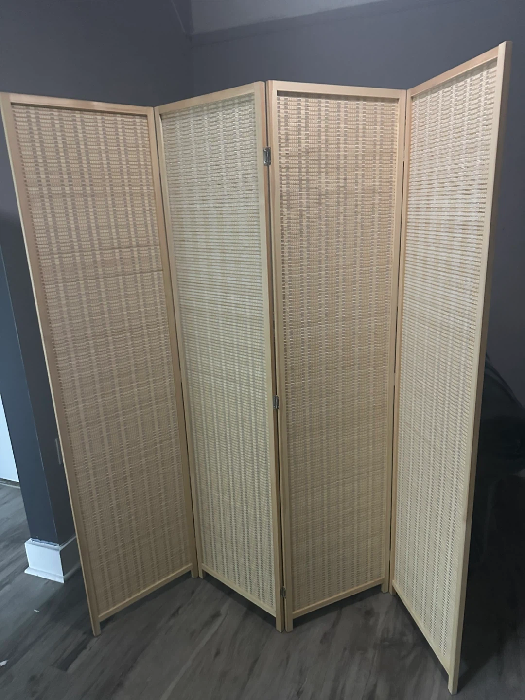 Folding Woven Room Divider - 3 Panel - photo 3