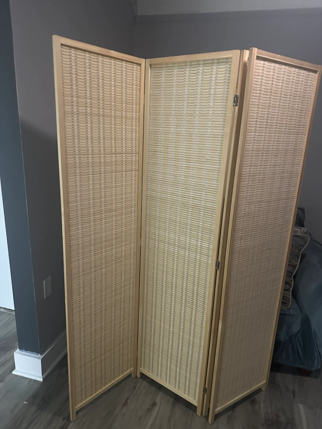 Folding Woven Room Divider - 3 Panel