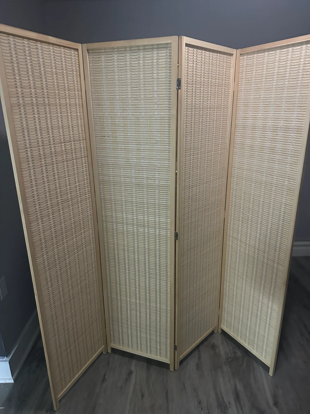 Folding Woven Room Divider - 3 Panel - photo 4