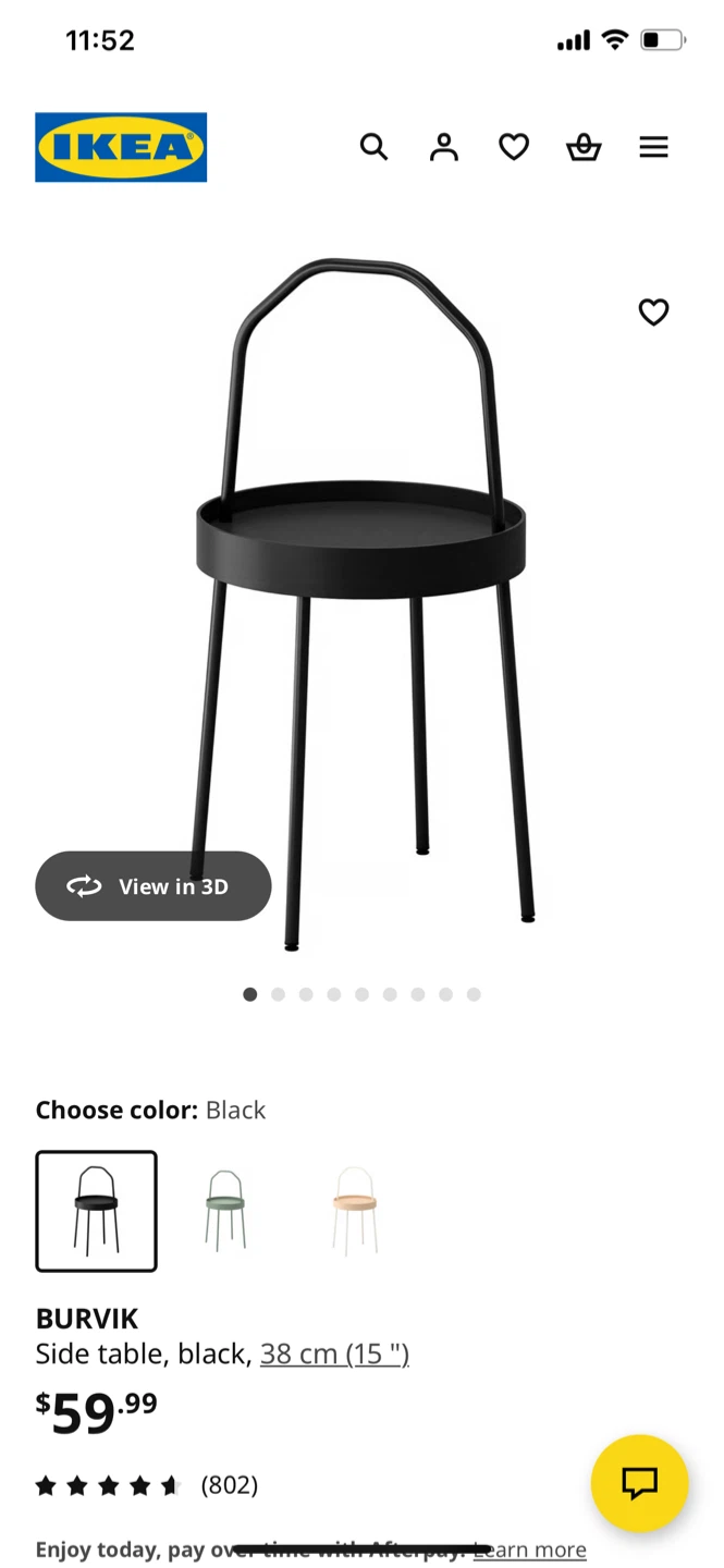 IKEA BURVIK Black Side Table - photo 4