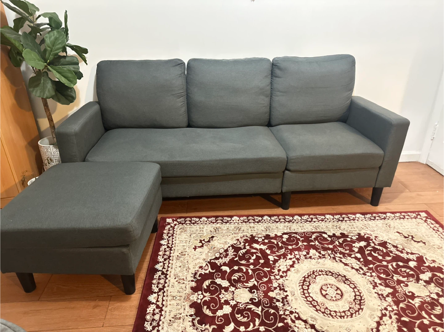 Bought 3 month ago Gray Small Space Sectional Sofa with Ottoman