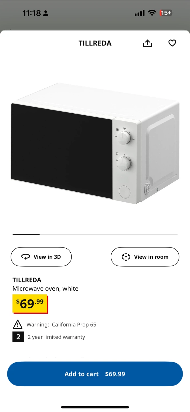 IKEA TILLREDA Microwave Oven - White - photo 3