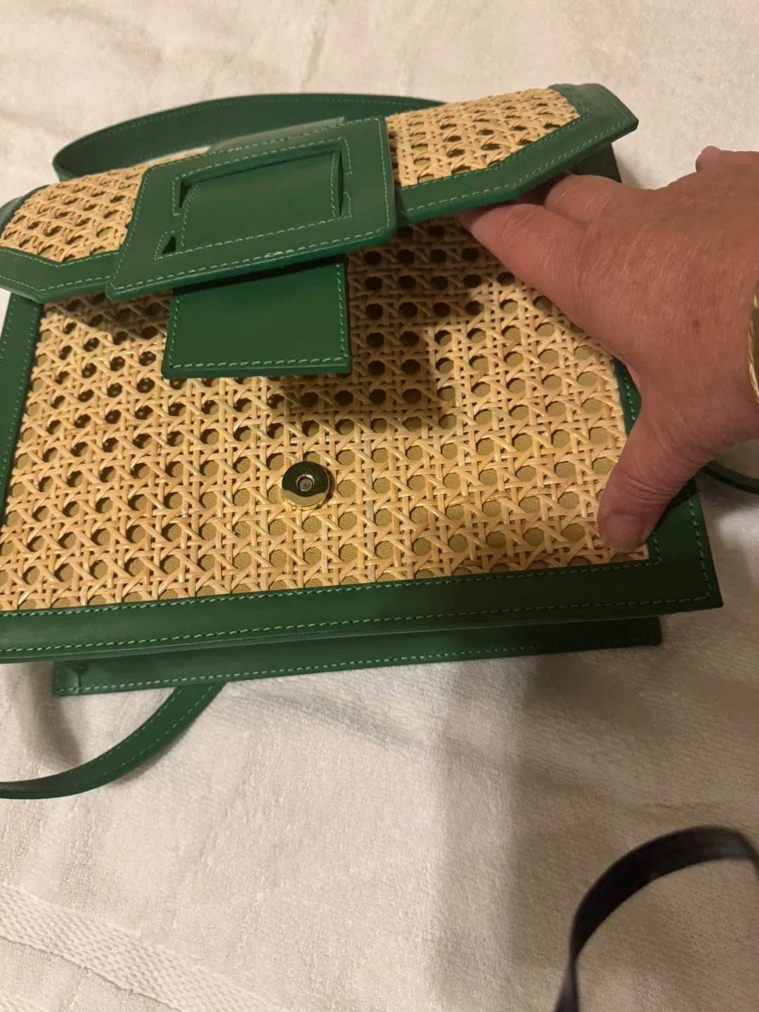 Rare Find 👈 Maria Antonietta Woven Rattan Cane Leather Bag image indicator(4)