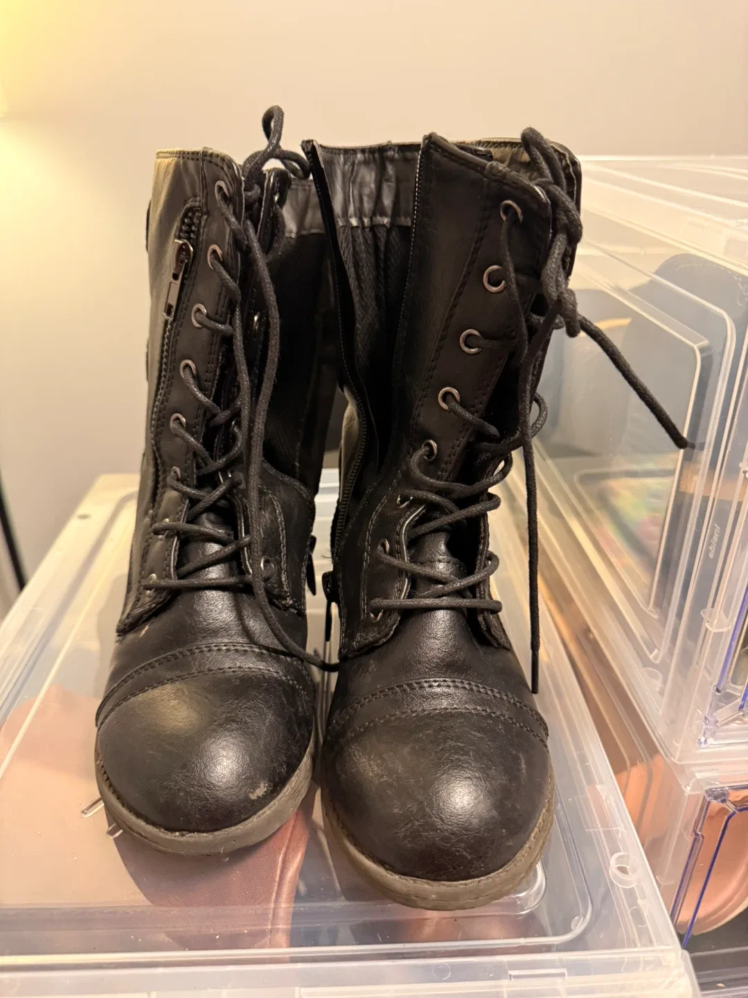 Black Lace-Up Ankle Boots thumbnail