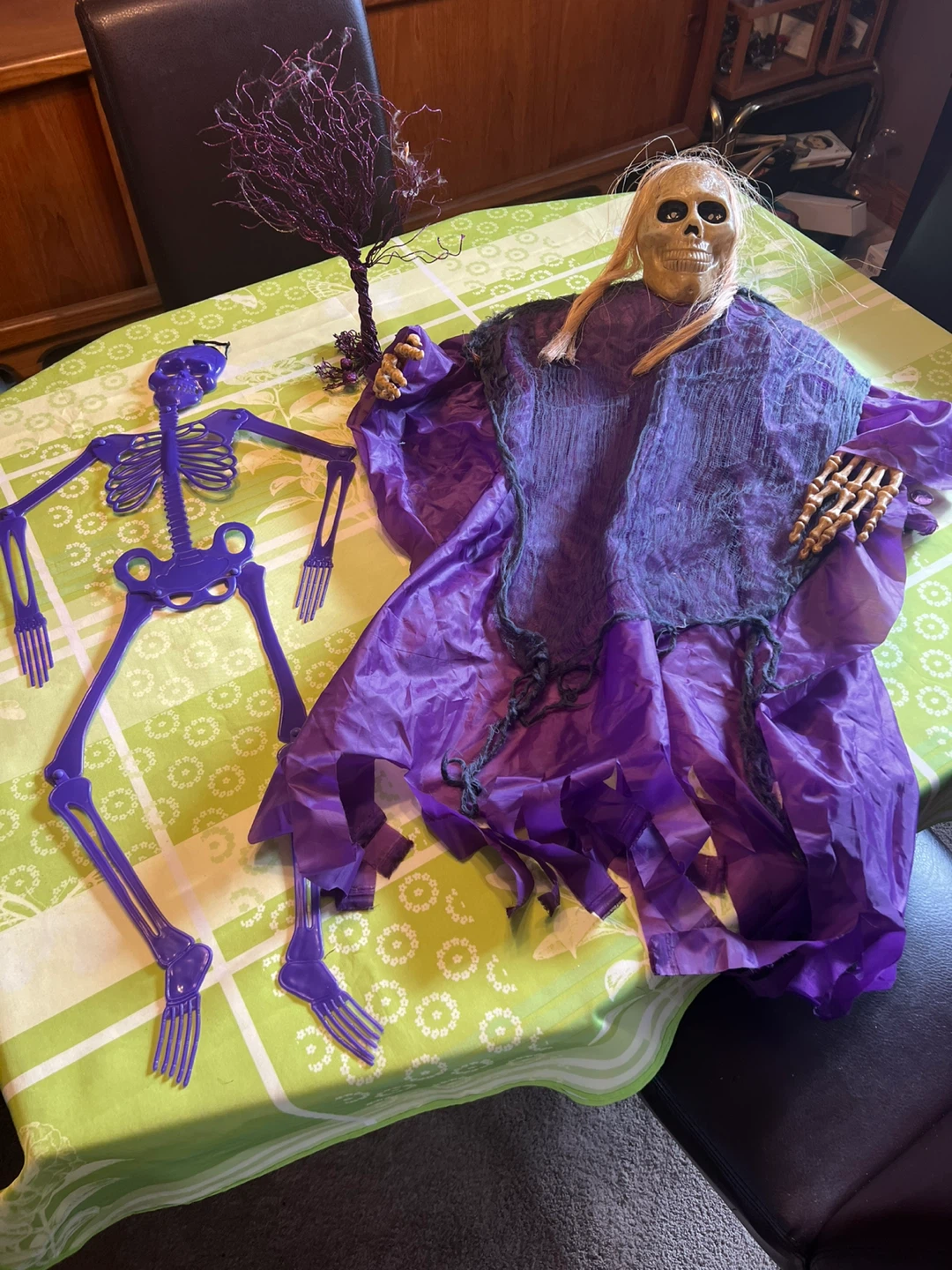 Purple Halloween Decorations - Skeleton & Witch