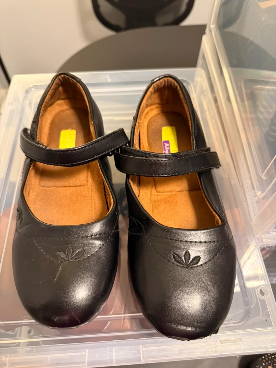 Pediped Black Leather Mary Janes - Size of kids 6 to 8 years thumbnail