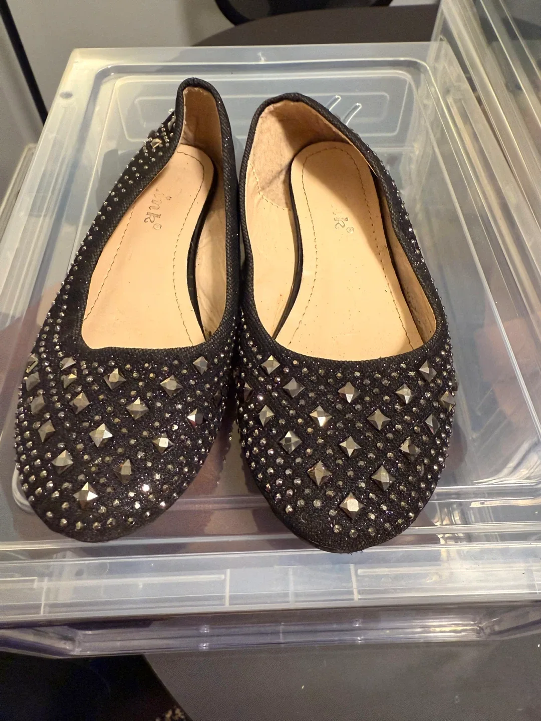 Rooz Black Studded Ballet Flats thumbnail