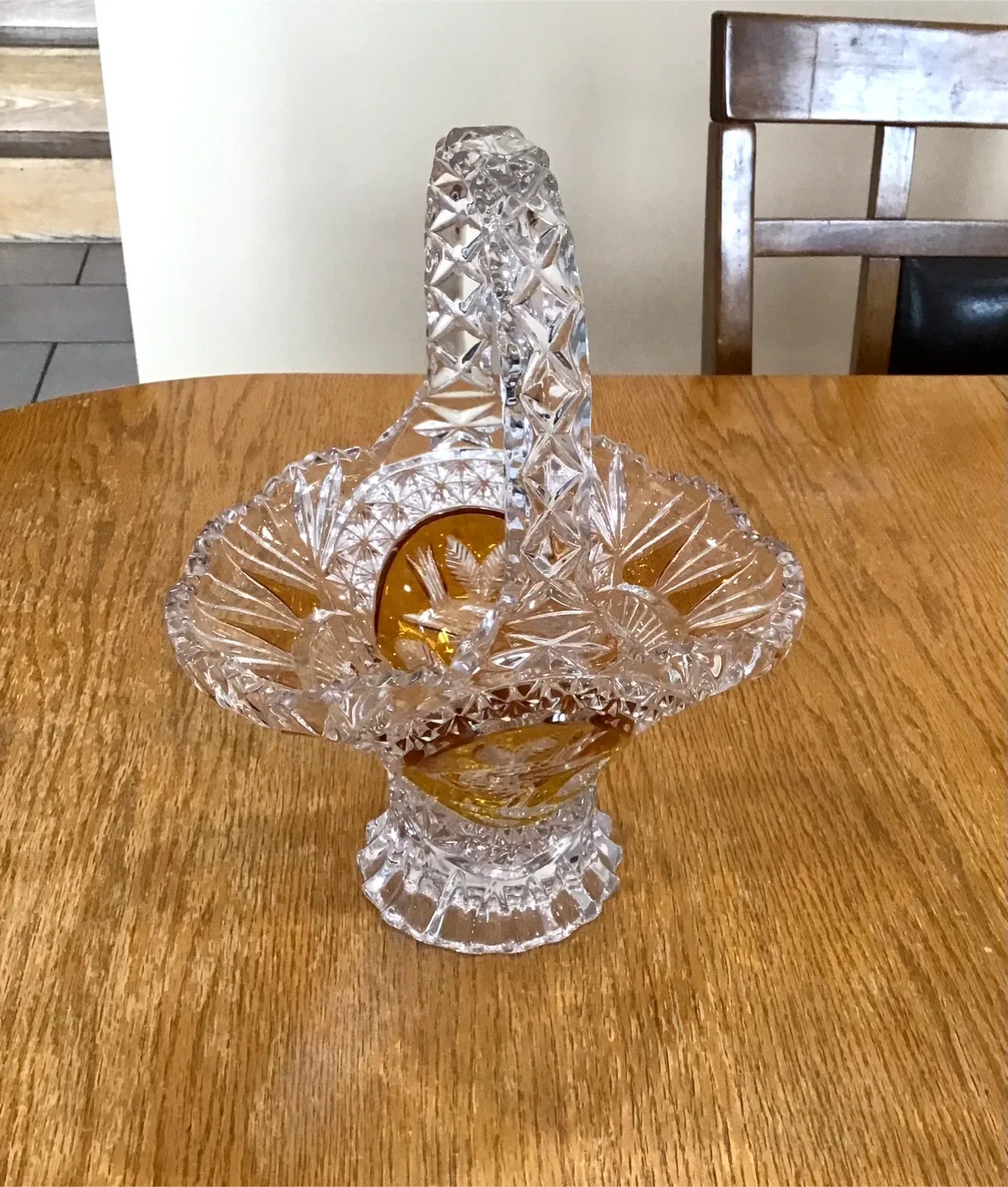 Crystal Basket with Bird Design thumbnail
