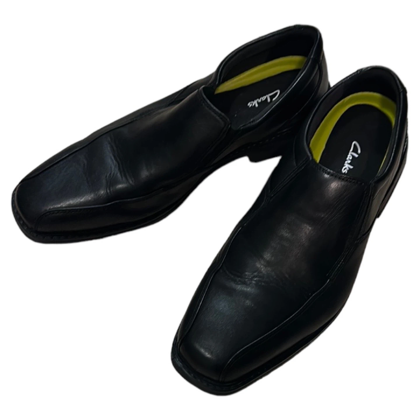 Clarks Mens Black Leather Slip-On Shoes - Size 9