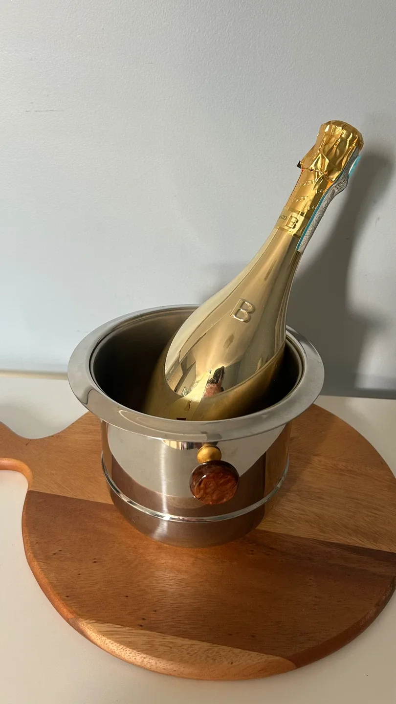 Stainless Steel Vintage Champagne Ice Bucket- Italy thumbnail