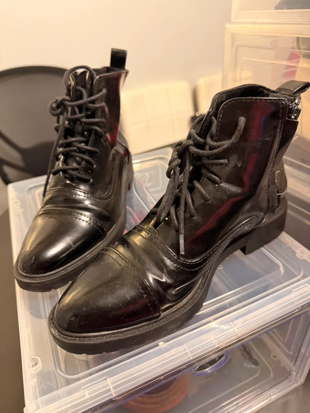 H&M Black Lace-Up Boots - Size 6 thumbnail