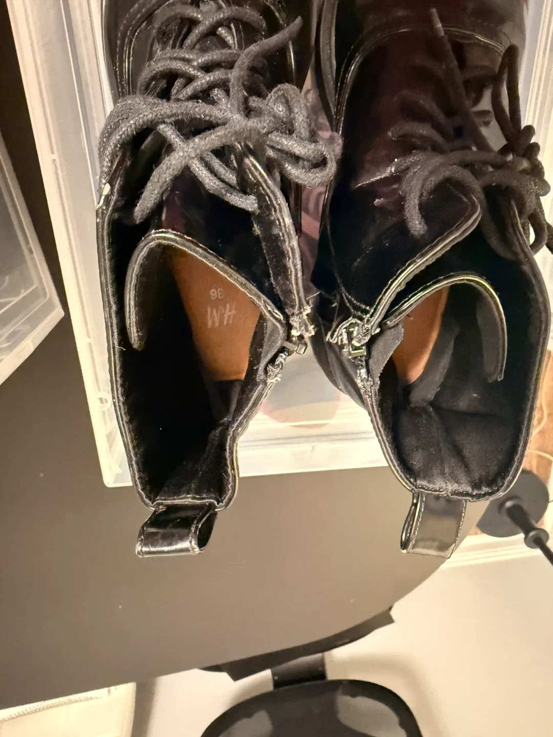 H&M Black Lace-Up Boots - Size 7 image indicator(3)