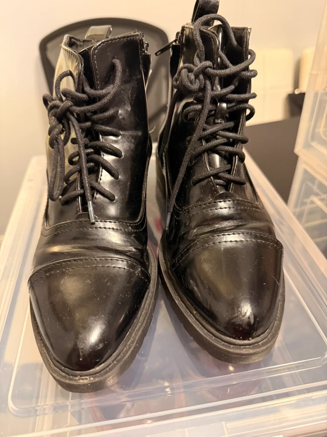 H&M Black Lace-Up Boots - Size 7 image indicator(2)