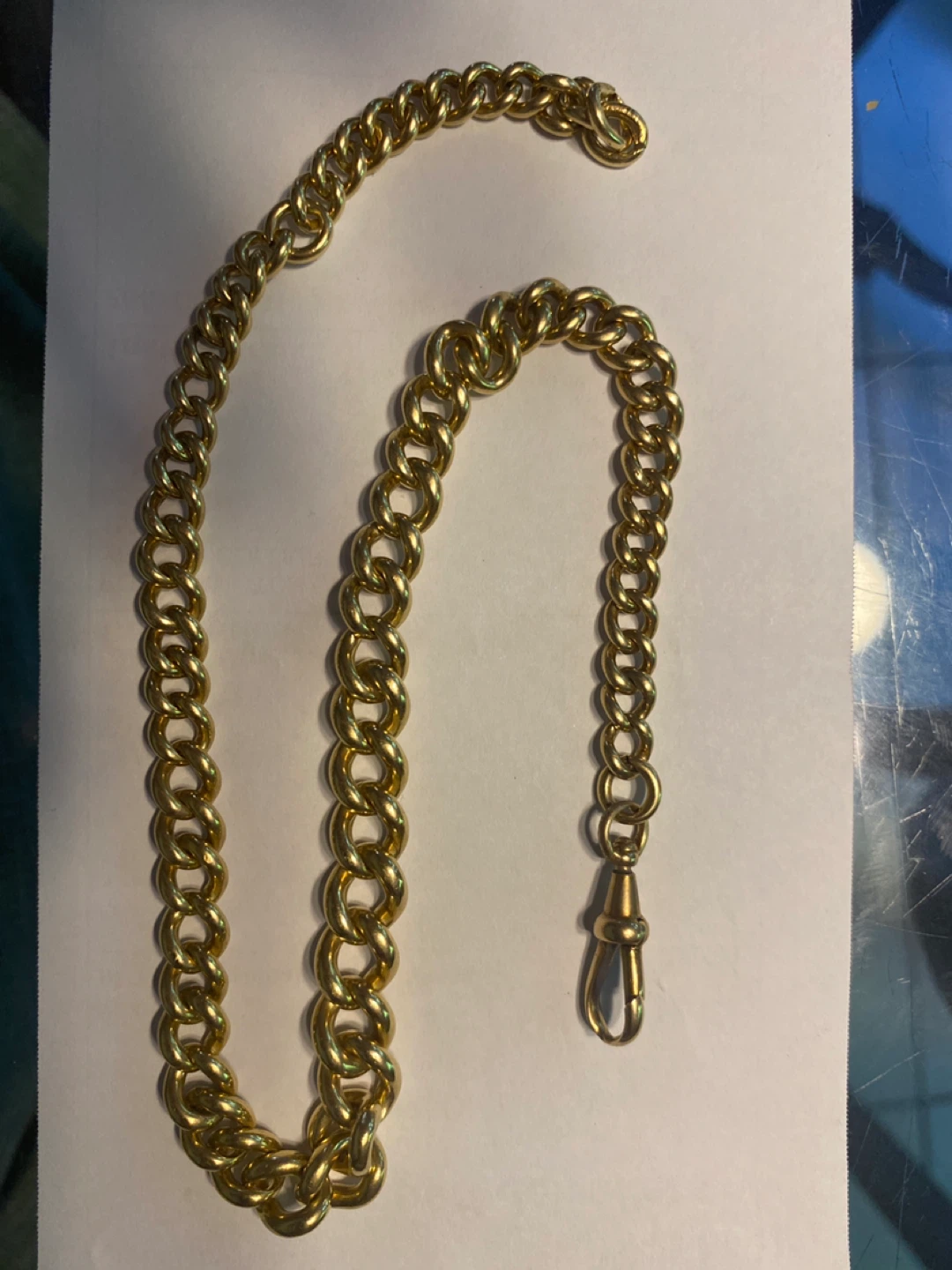 10k Yellow Gold Pocket Watch Chain - 15" Long - photo 3