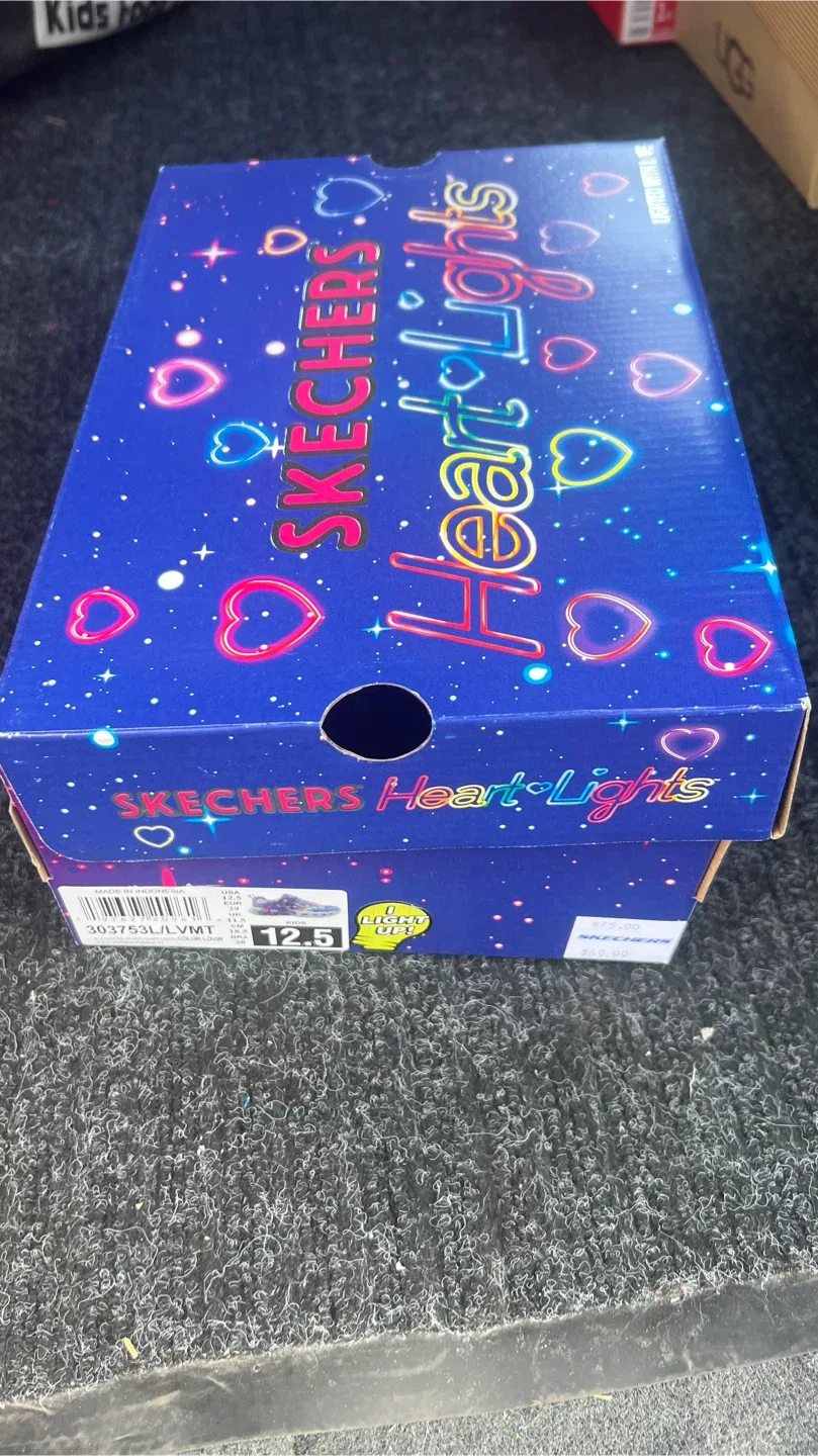 Skechers Heart Lights Kids Size 12.5 Lavender/Multi image indicator(3)