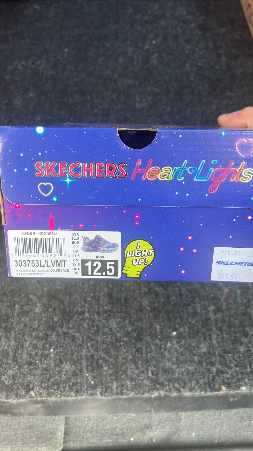 Skechers Heart Lights Kids Size 12.5 Lavender/Multi image indicator(4)