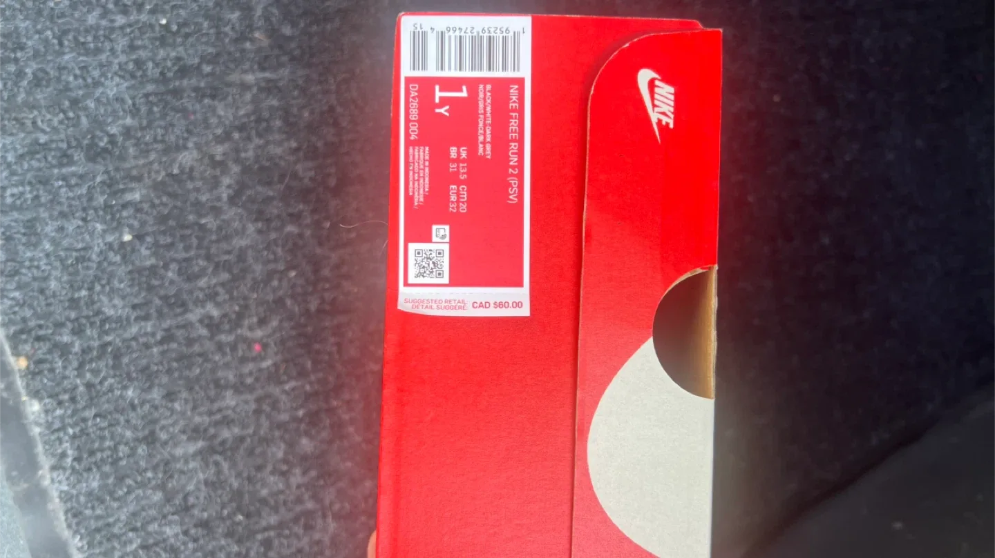 Nike Free Run 2 (PSV) Black/White Kids Size 1Y image indicator(2)