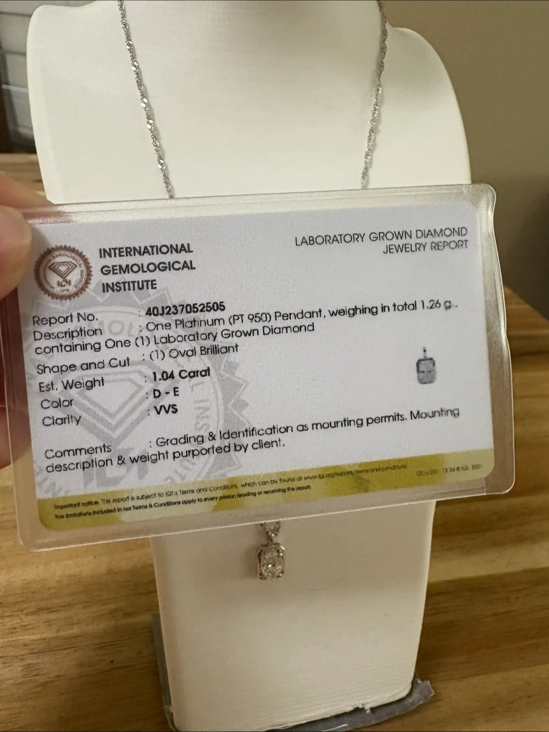 Platinum 1.04 Carat Diamond Pendant Necklace image indicator(4)