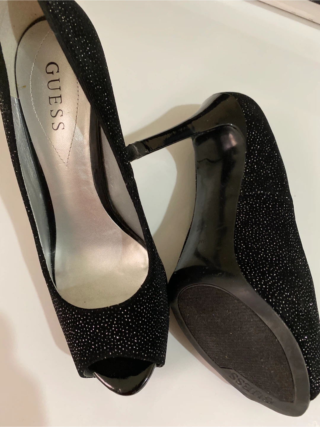 Guess Black Sparkly Heels - Size 8.5M