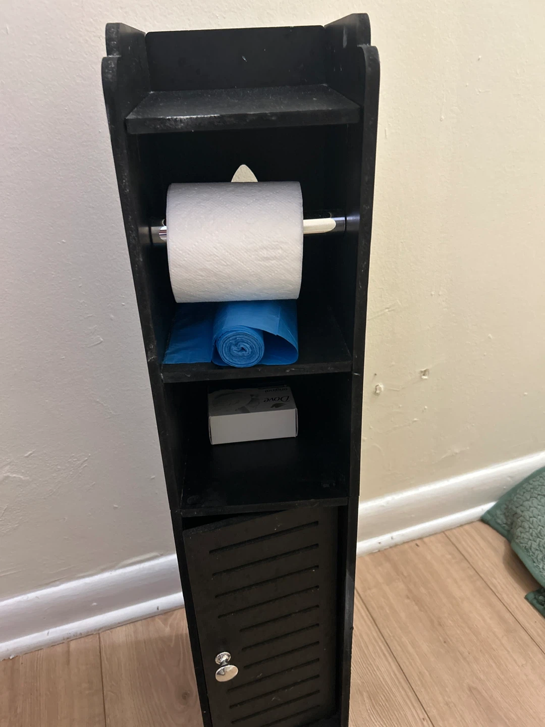 Black Wooden Bathroom Shelf