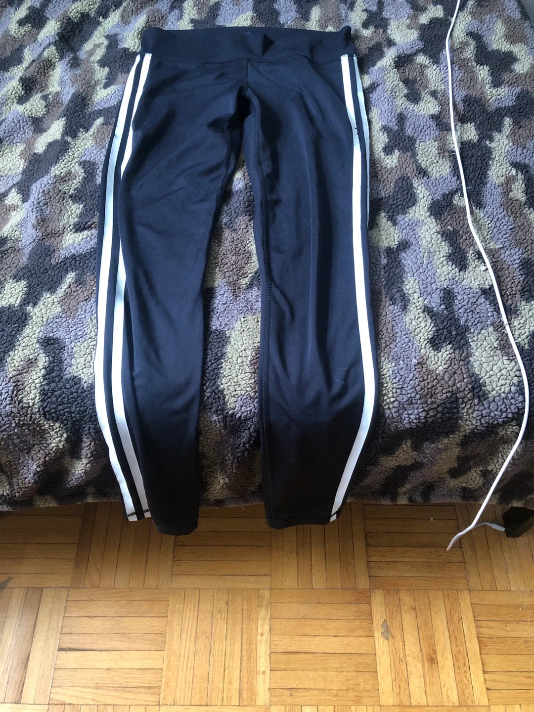 Adidas Black Leggings with White Stripes thumbnail