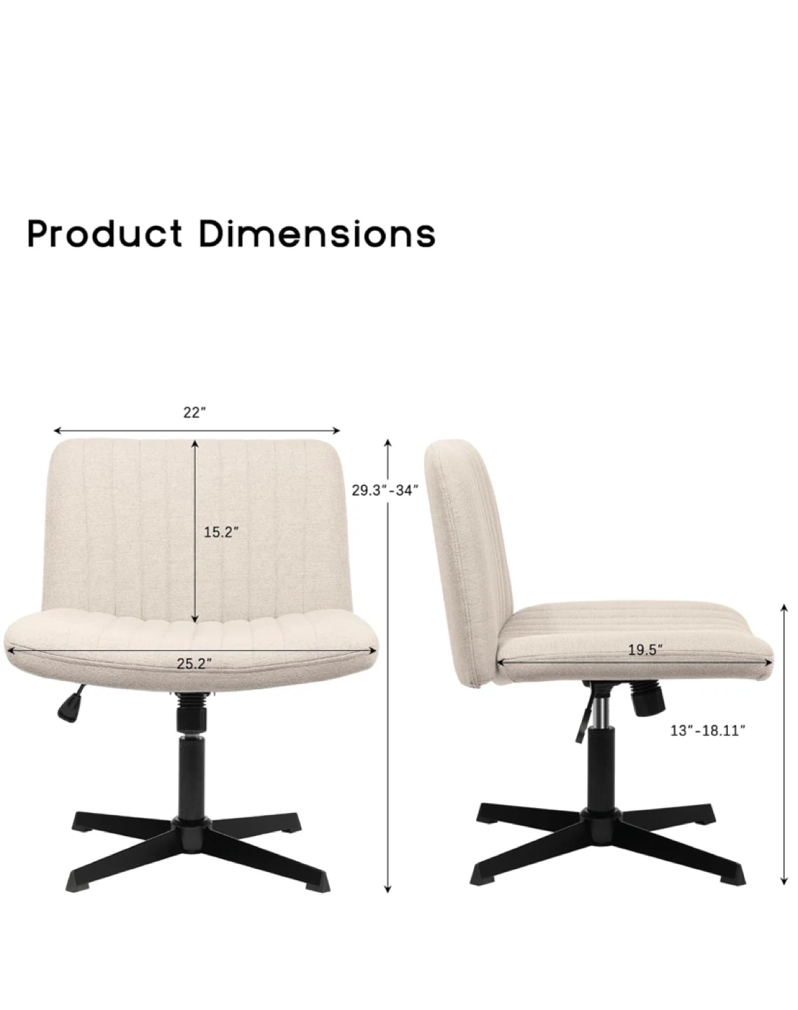 Beige Ribbed Swivel Desk Chair - photo 2