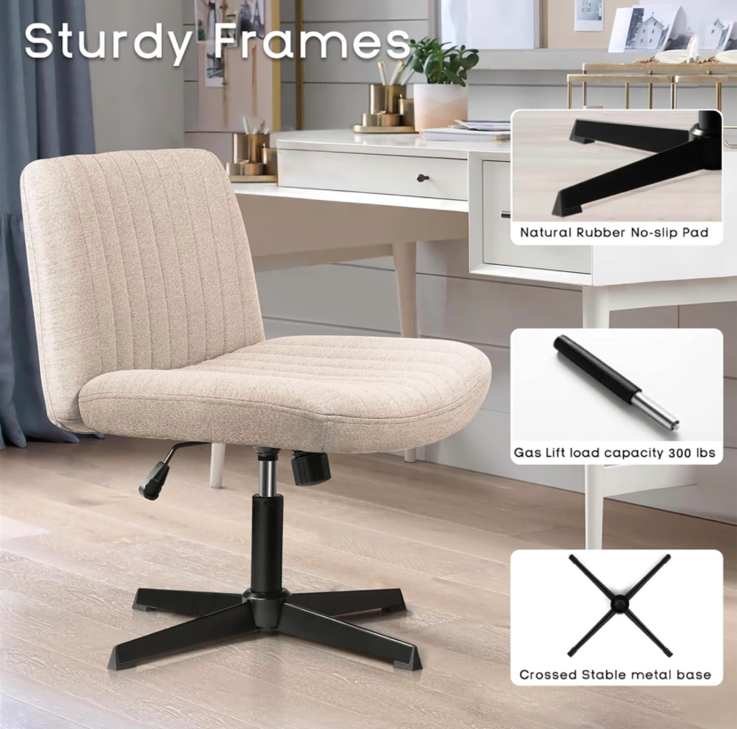 Beige Ribbed Swivel Desk Chair - photo 4
