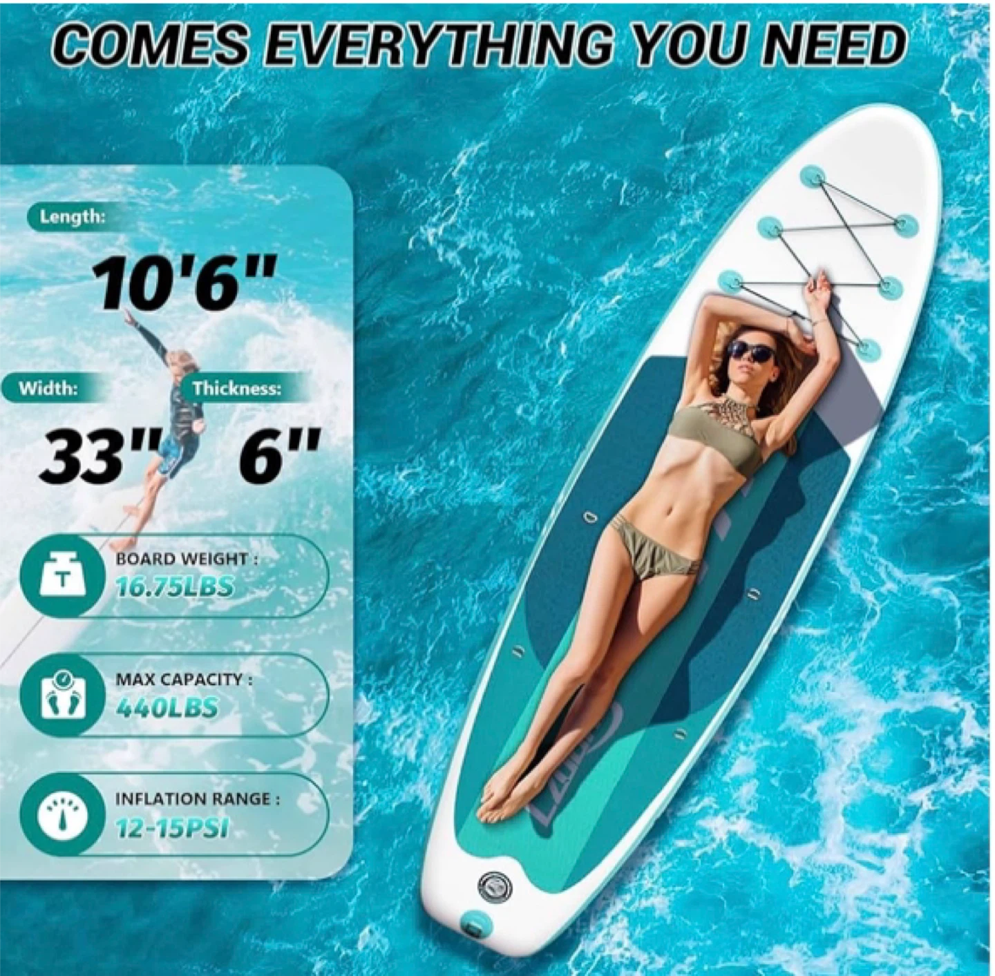CZGBRO Inflatable Stand Up Paddle Board (SUP) 10'6" - photo 4