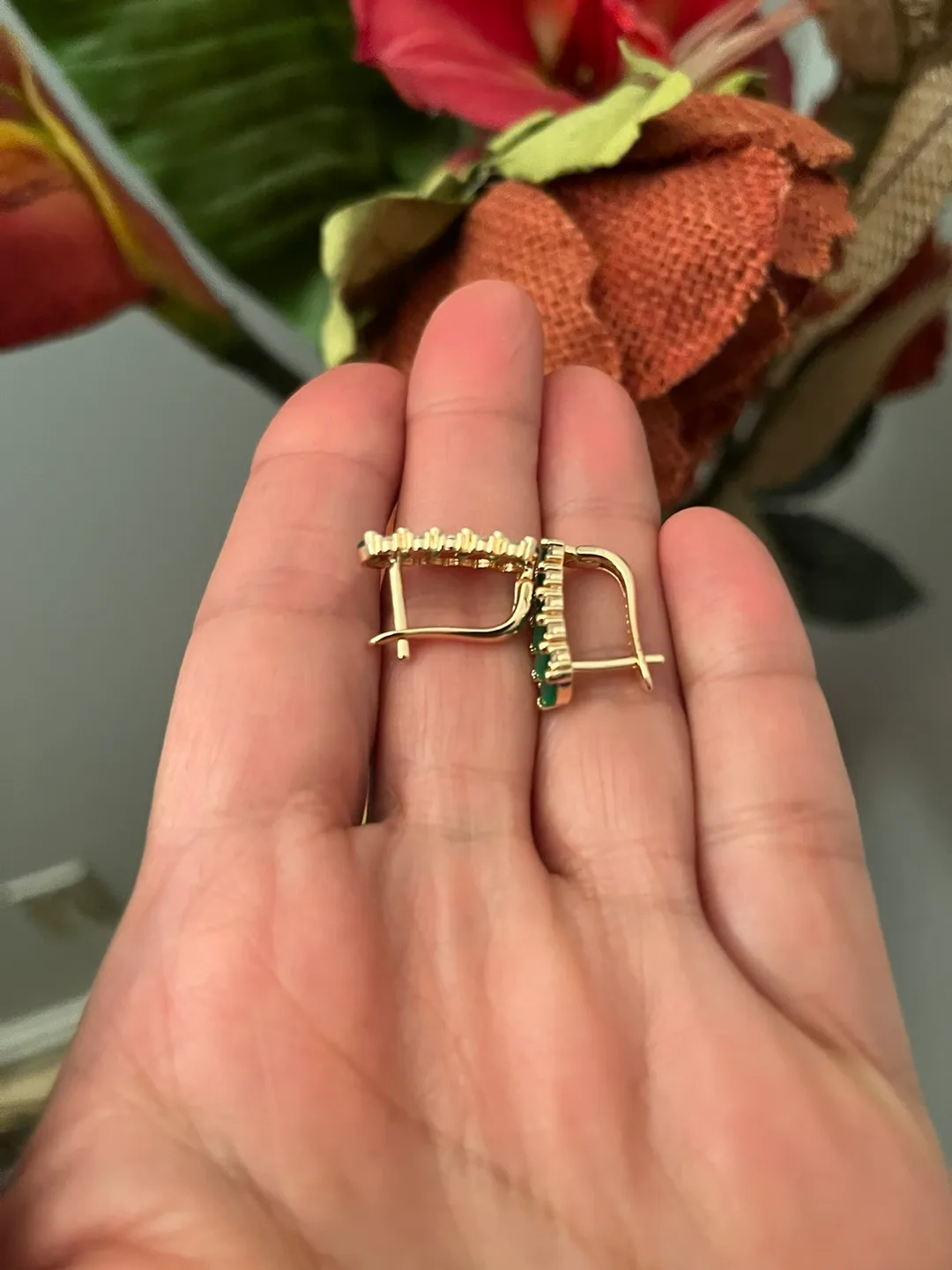 Emerald inspired Gold plated  Earrings image indicator(3)