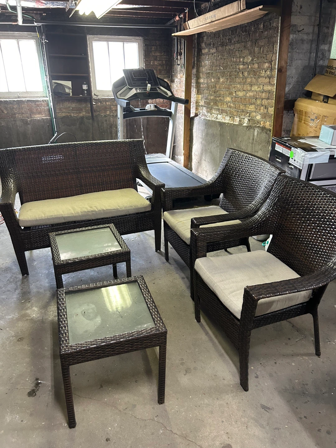 Wicker Patio Set - Loveseat, Chairs, Tables