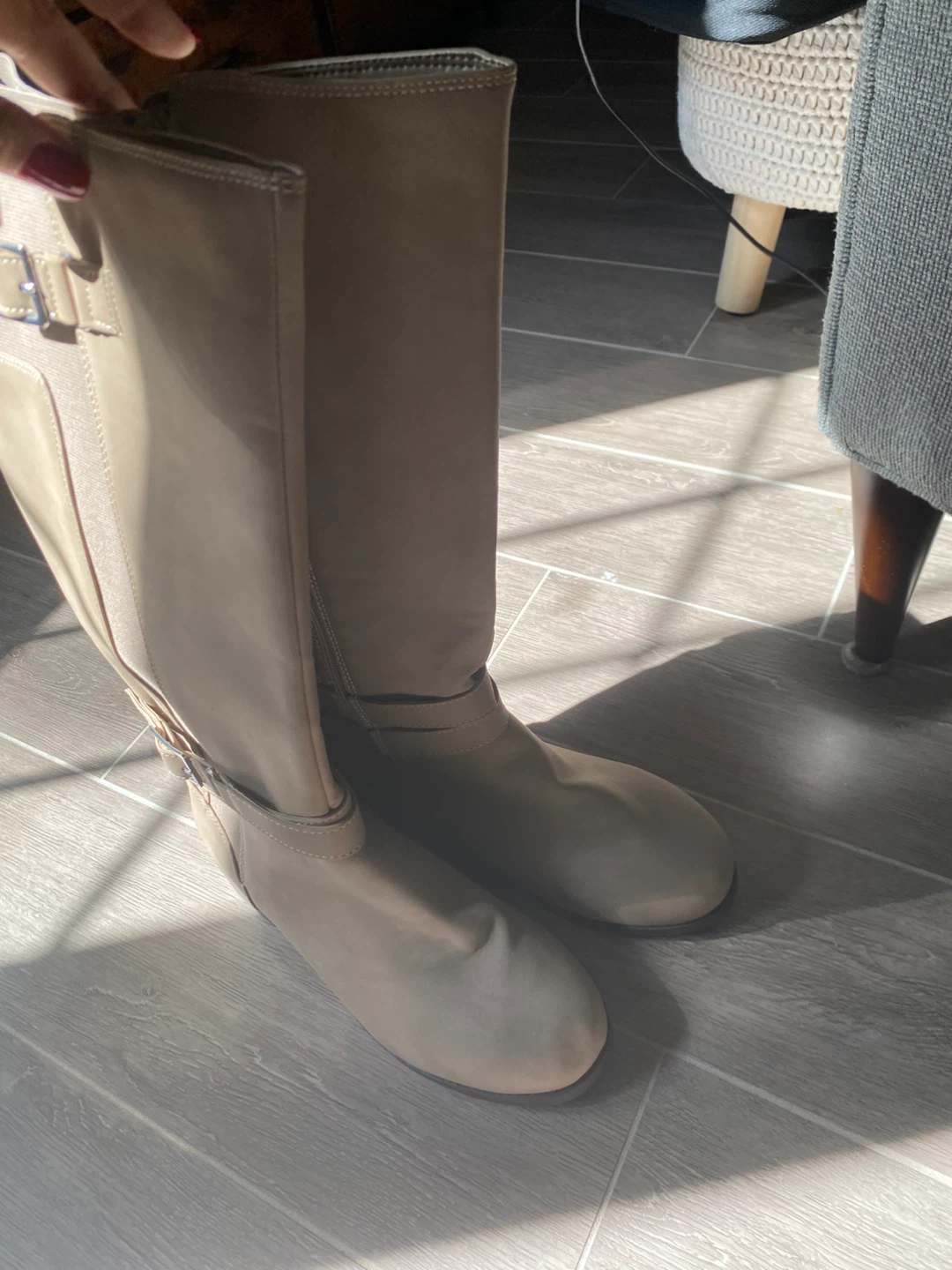 Taupe Knee-High Boots, Size 8 - photo 2