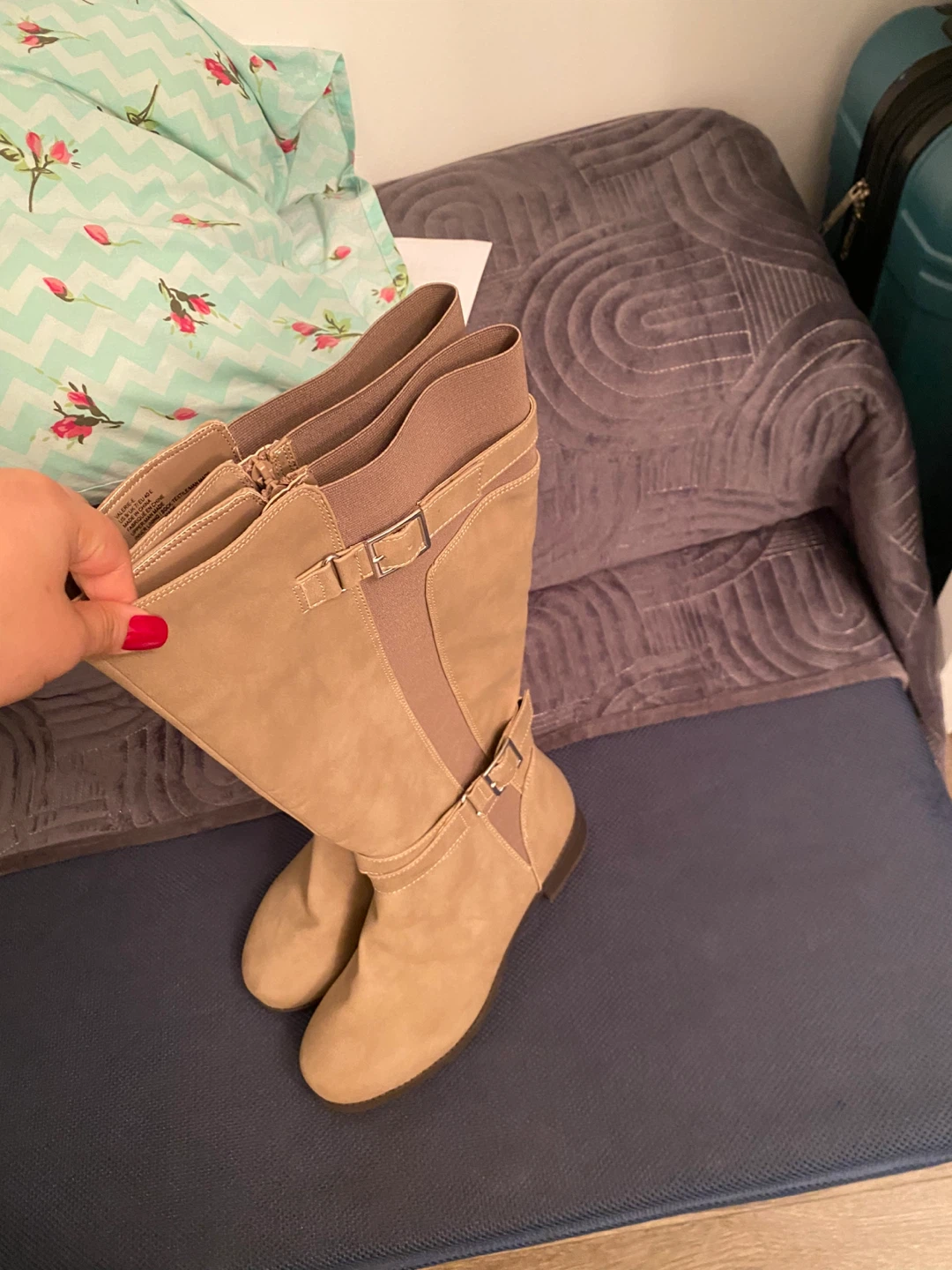 Taupe Knee-High Boots, Size 8 - photo 5