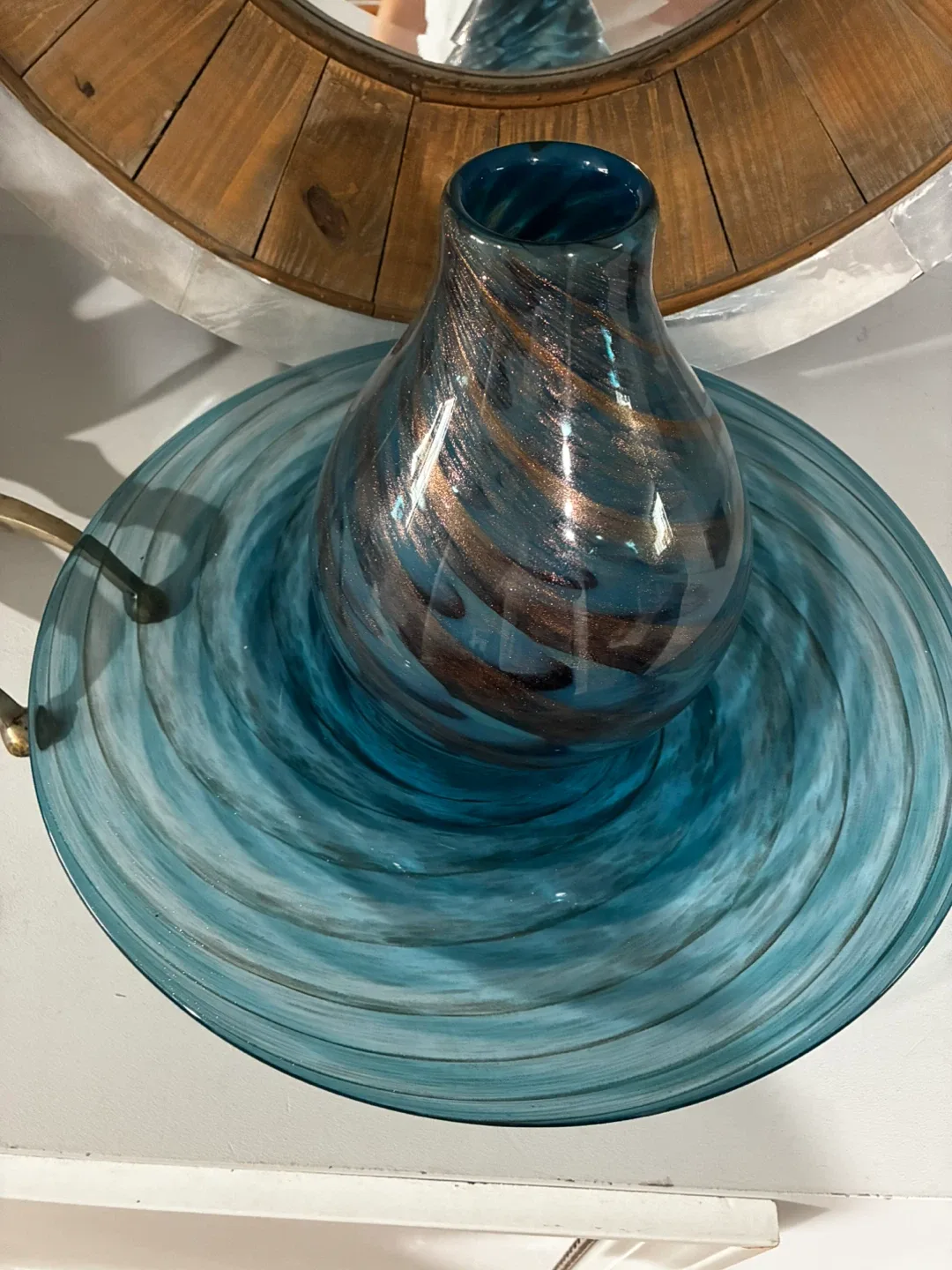 SeaView 11in Swirl Blown Crystal Vase thumbnail