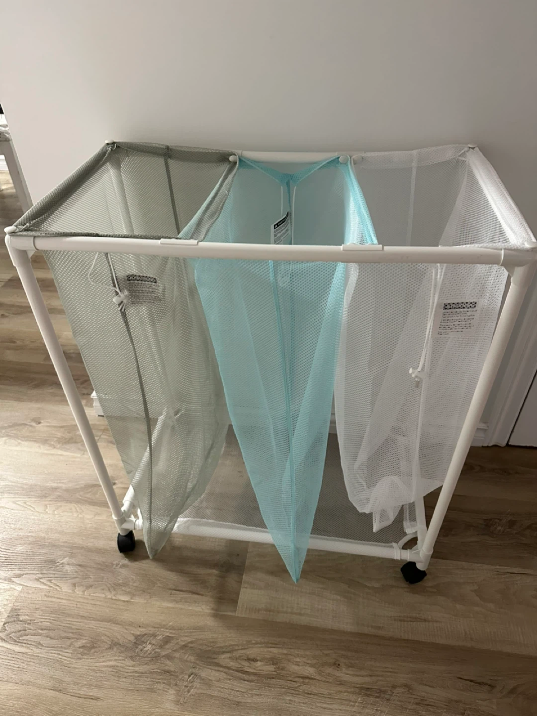 3-Section Laundry Sorter with Wheels