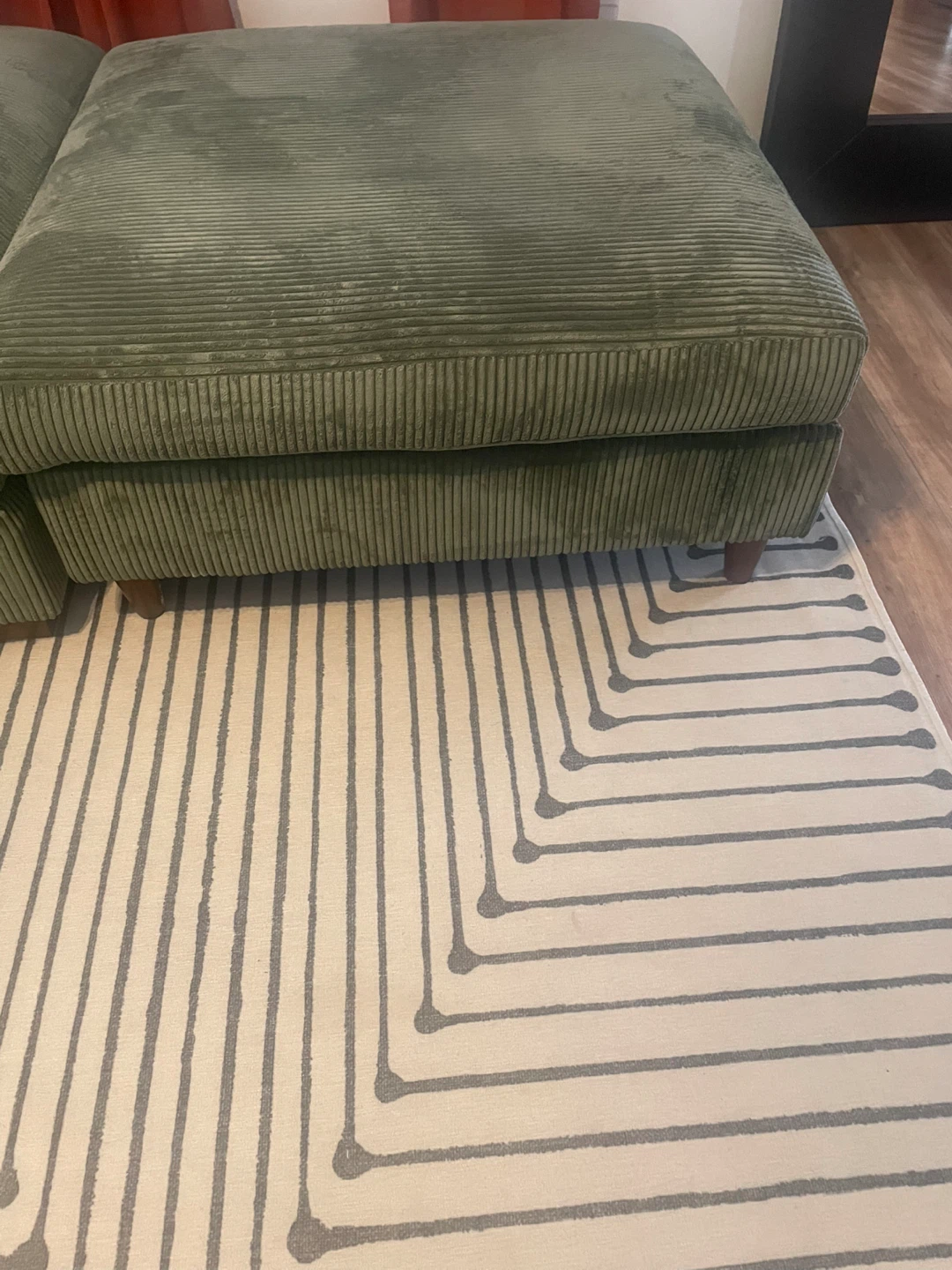 Green Corduroy Ottoman - photo 3
