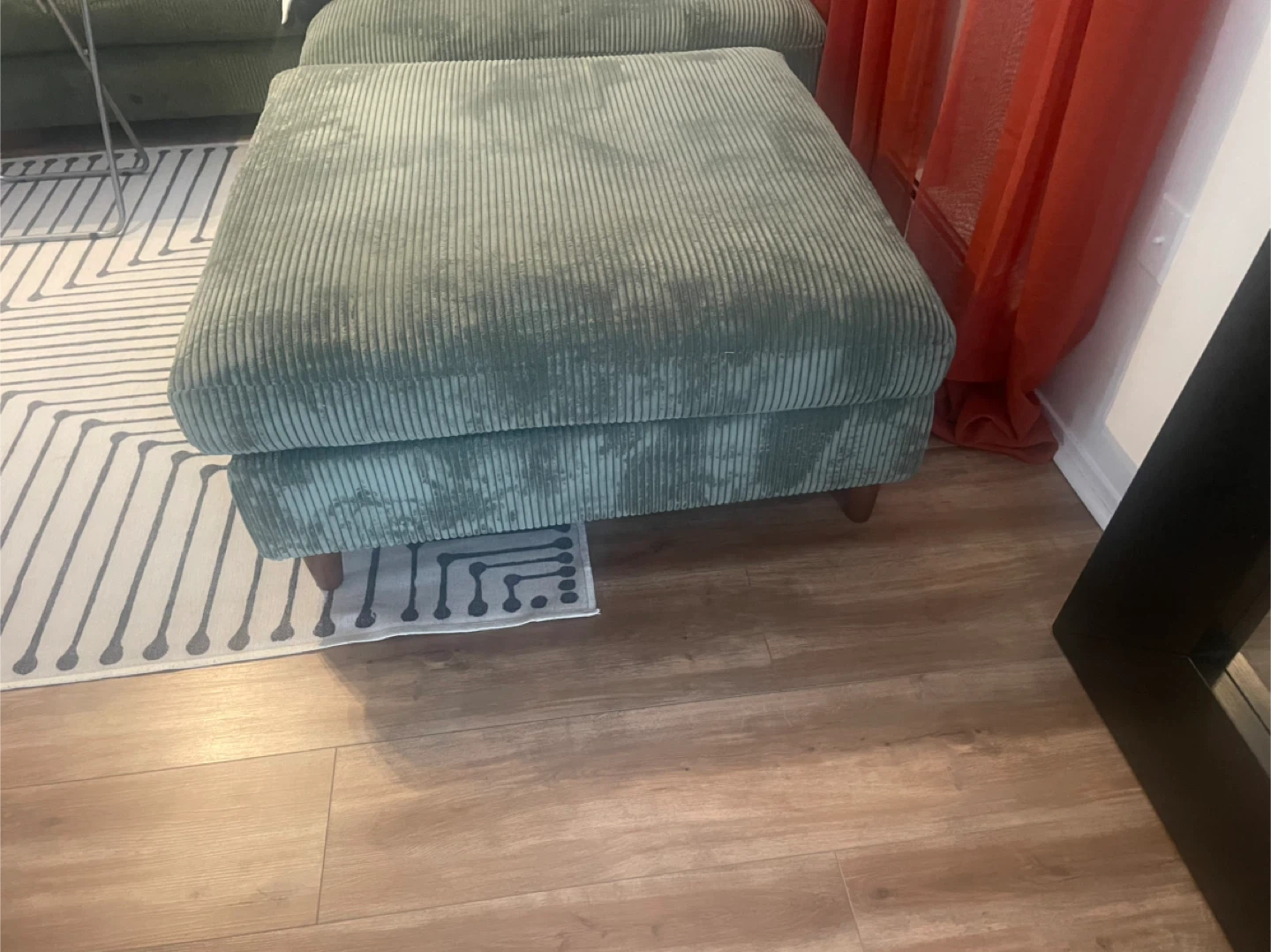 Green Corduroy Ottoman - photo 5