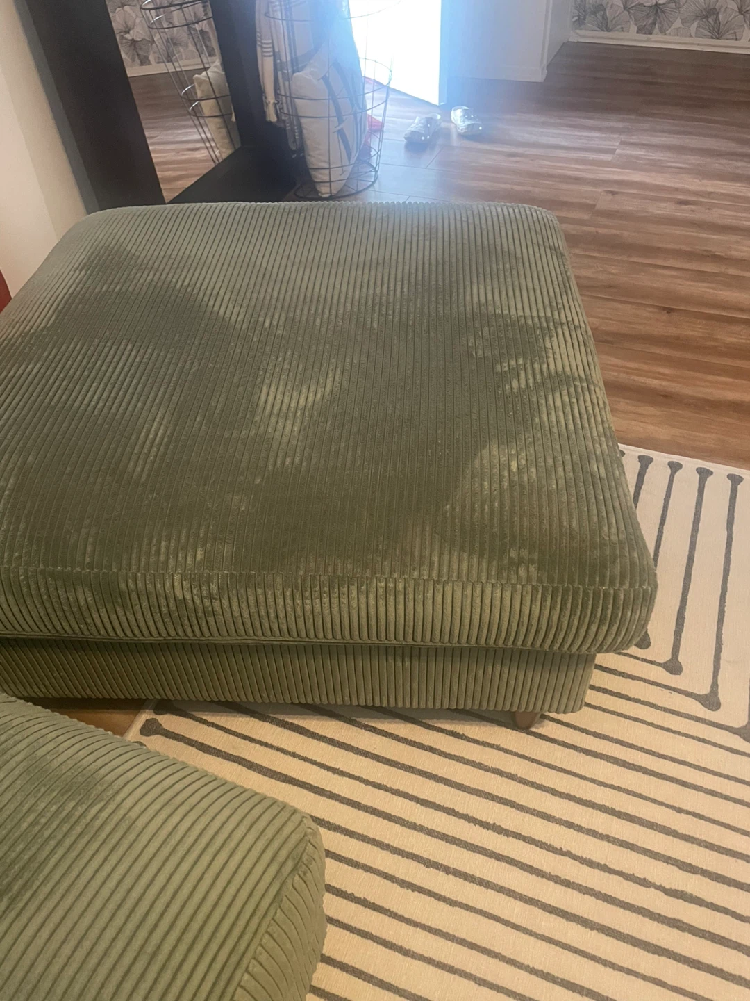 Green Corduroy Ottoman