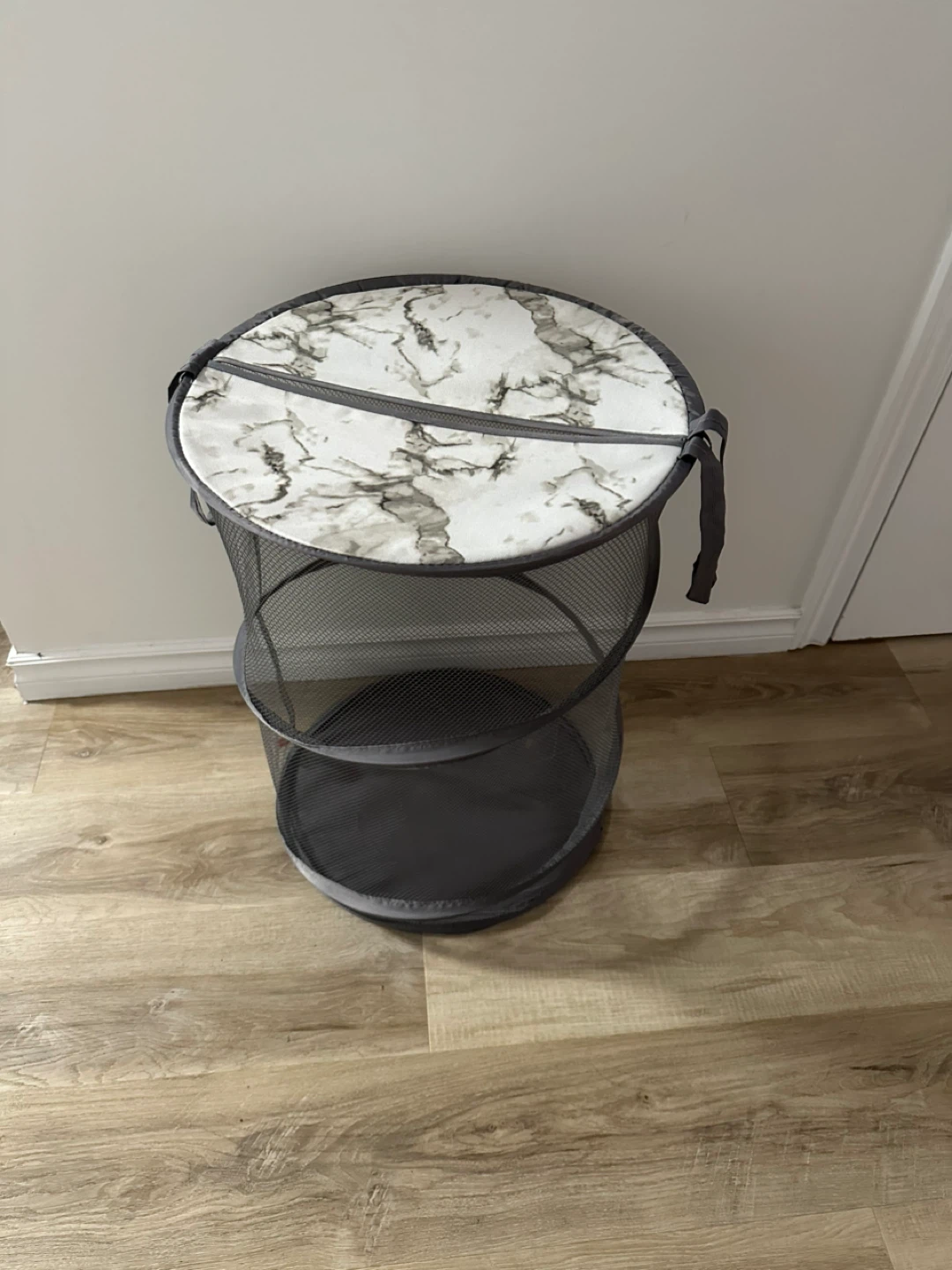 Round Mesh Laundry Hamper - Grey