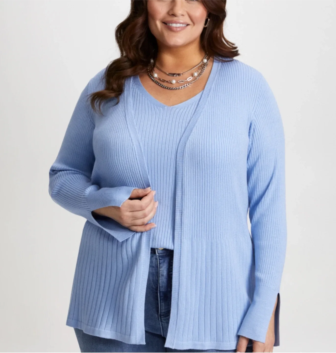 Laura Plus Size X Blue Cardigan thumbnail