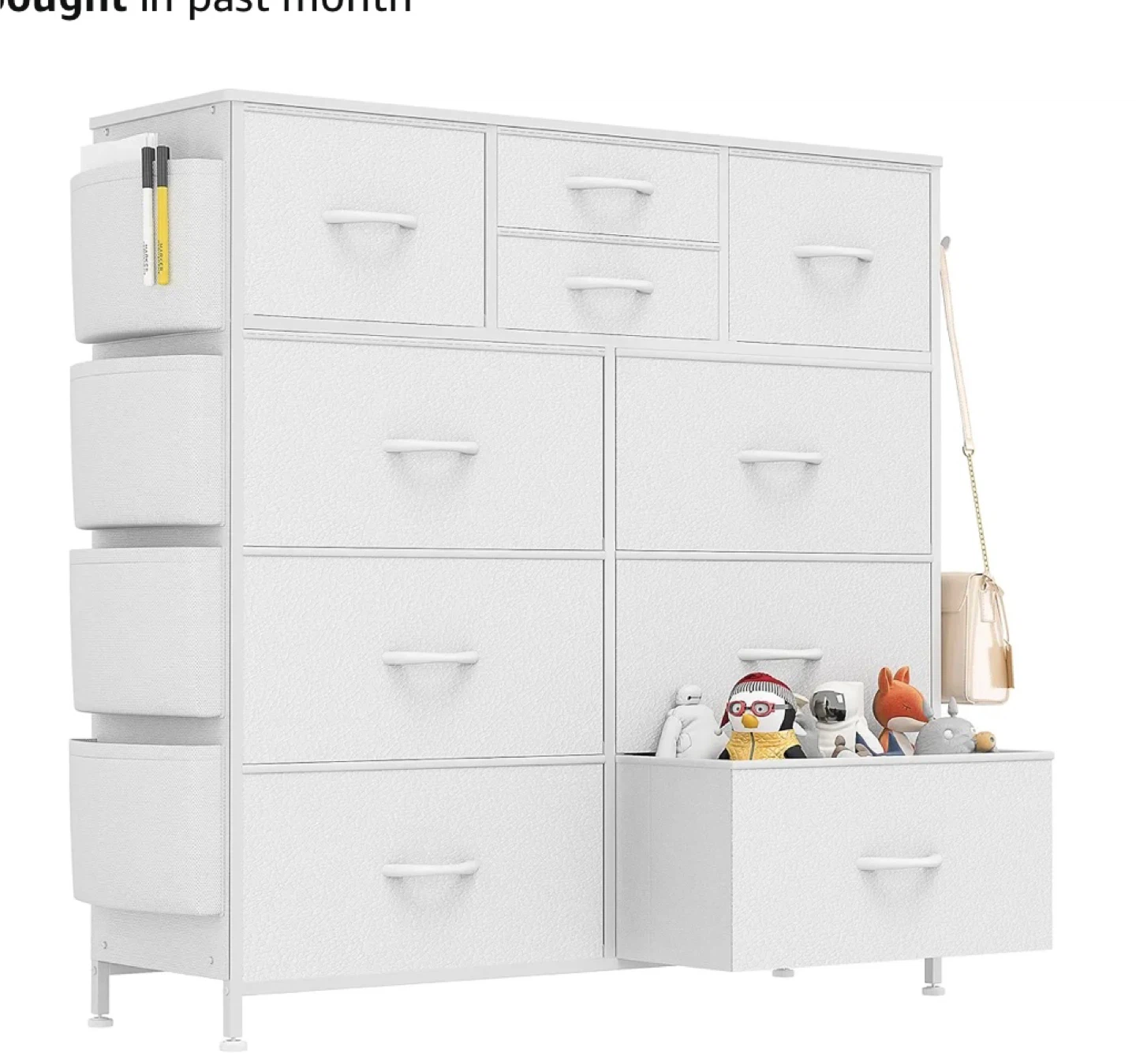 White Fabric Dresser with 12 Drawers