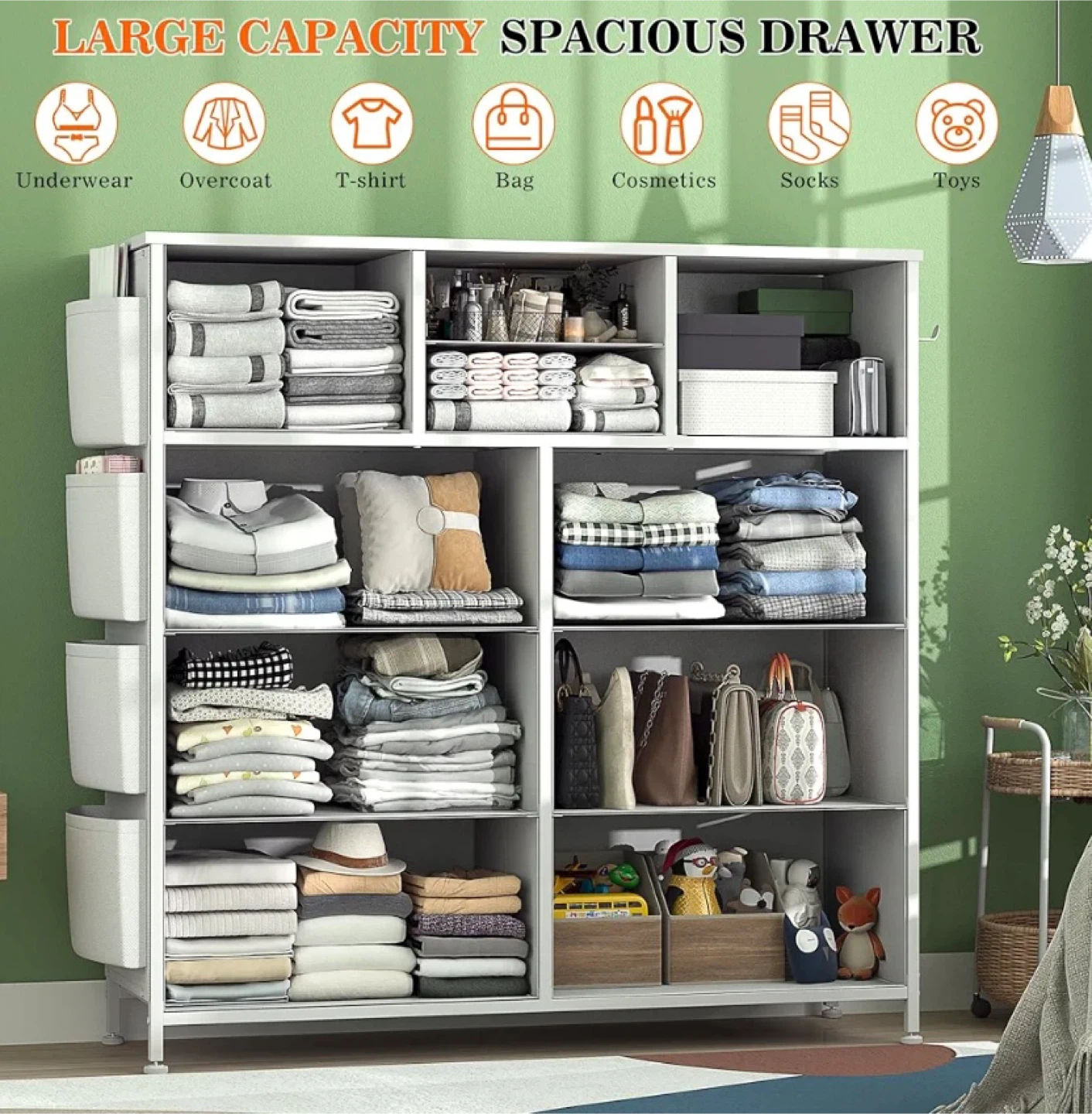 White Fabric Dresser with 12 Drawers - photo 3