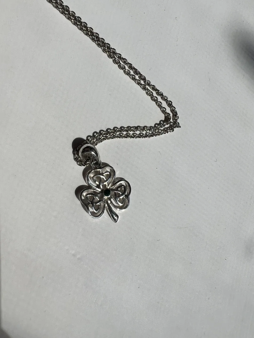 Silver Shamrock Pendant Necklace thumbnail