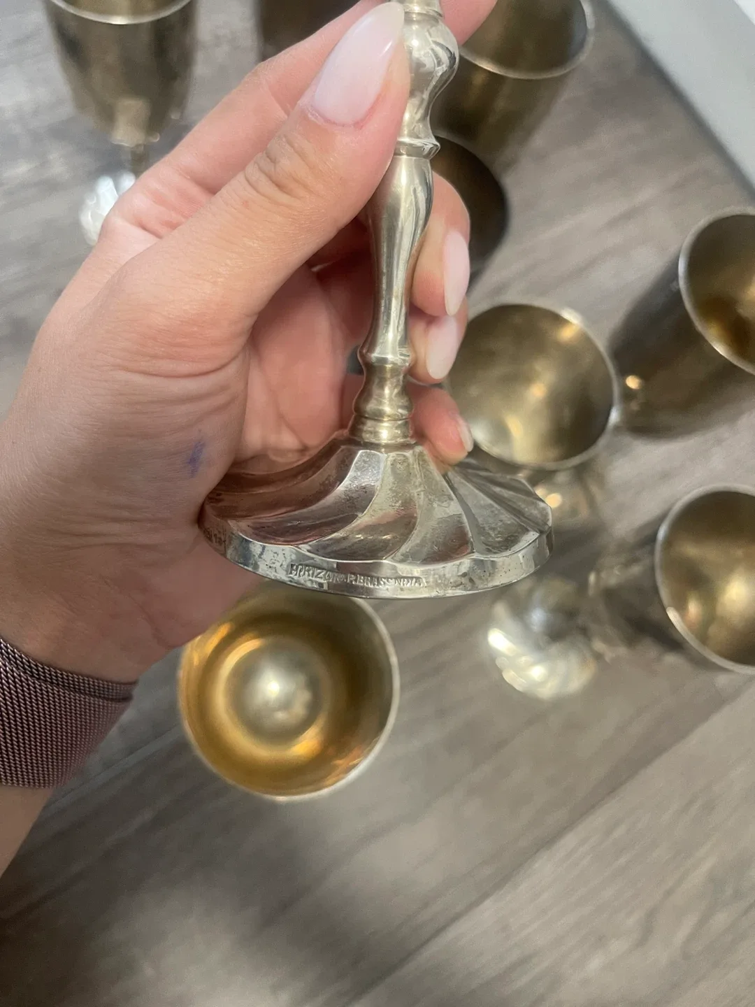 Vintage Silver Plated Wine Goblets Set of 9 image indicator(5)