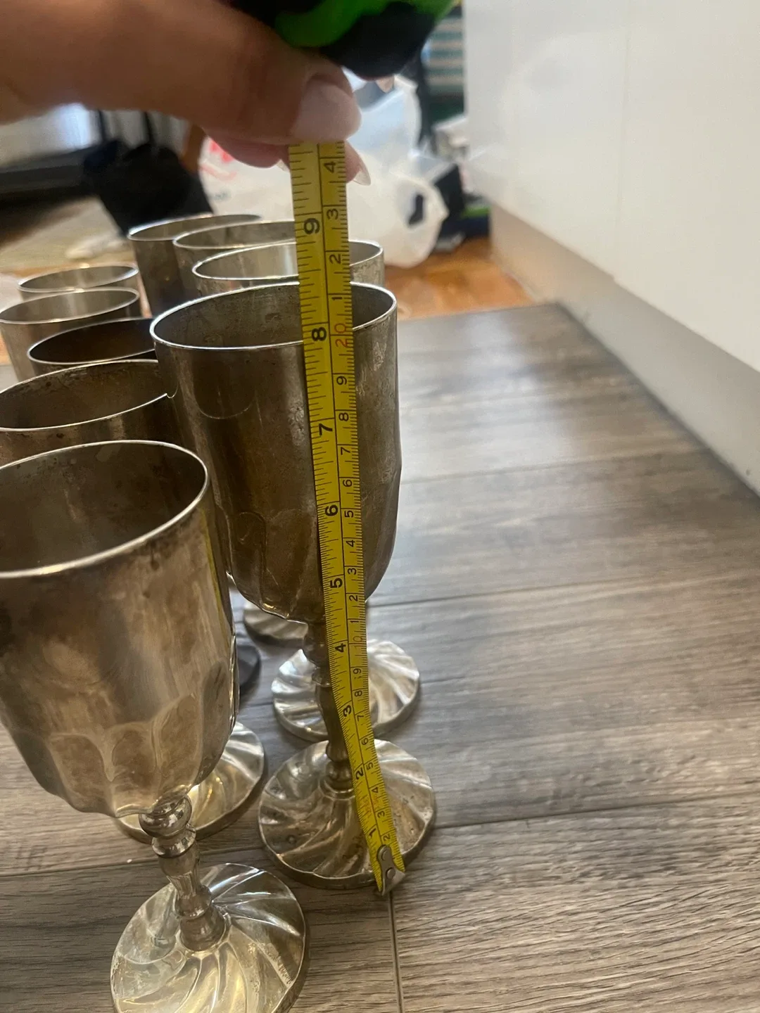 Vintage Silver Plated Wine Goblets Set of 9 image indicator(4)