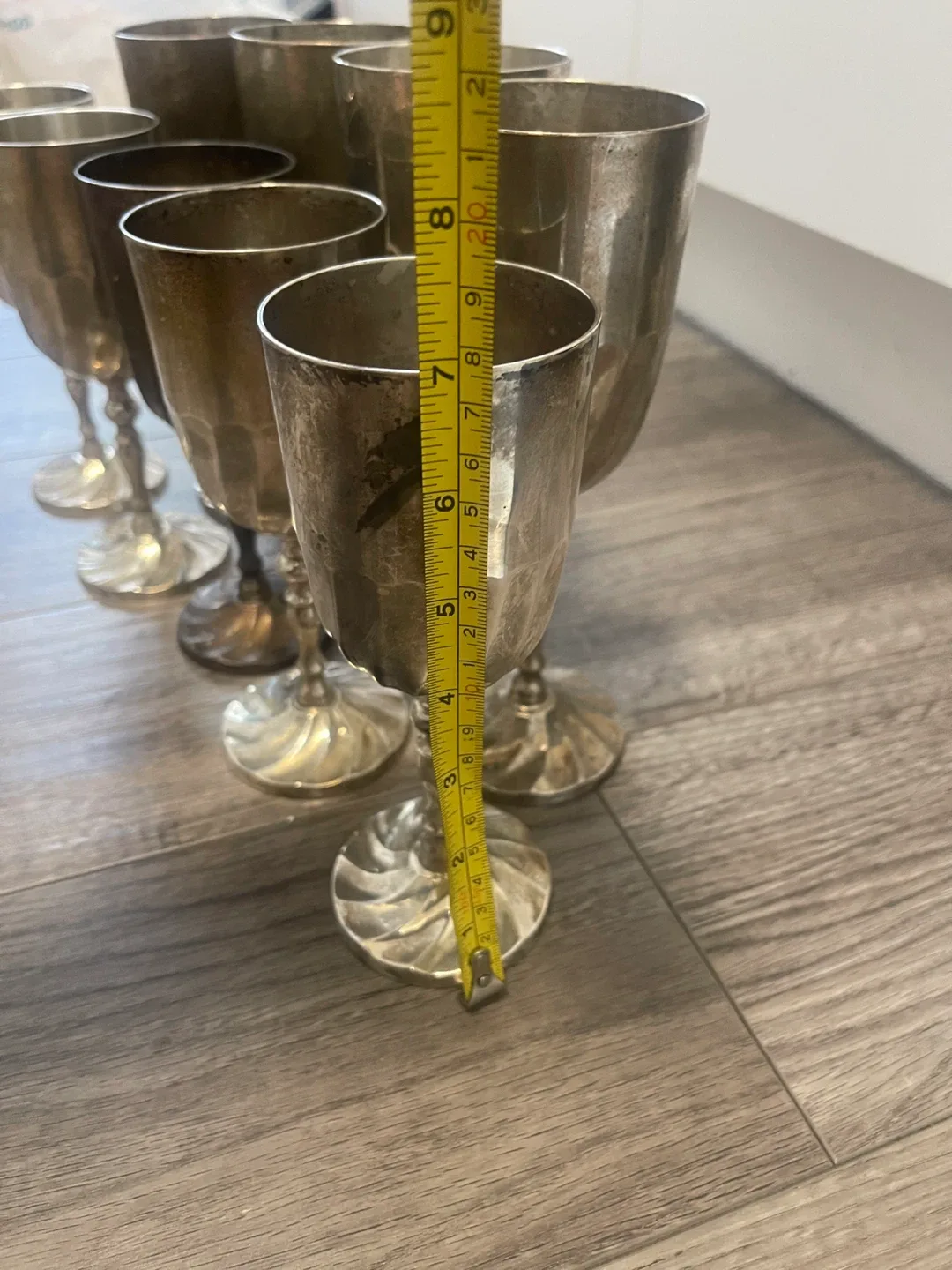 Vintage Silver Plated Wine Goblets Set of 9 image indicator(3)