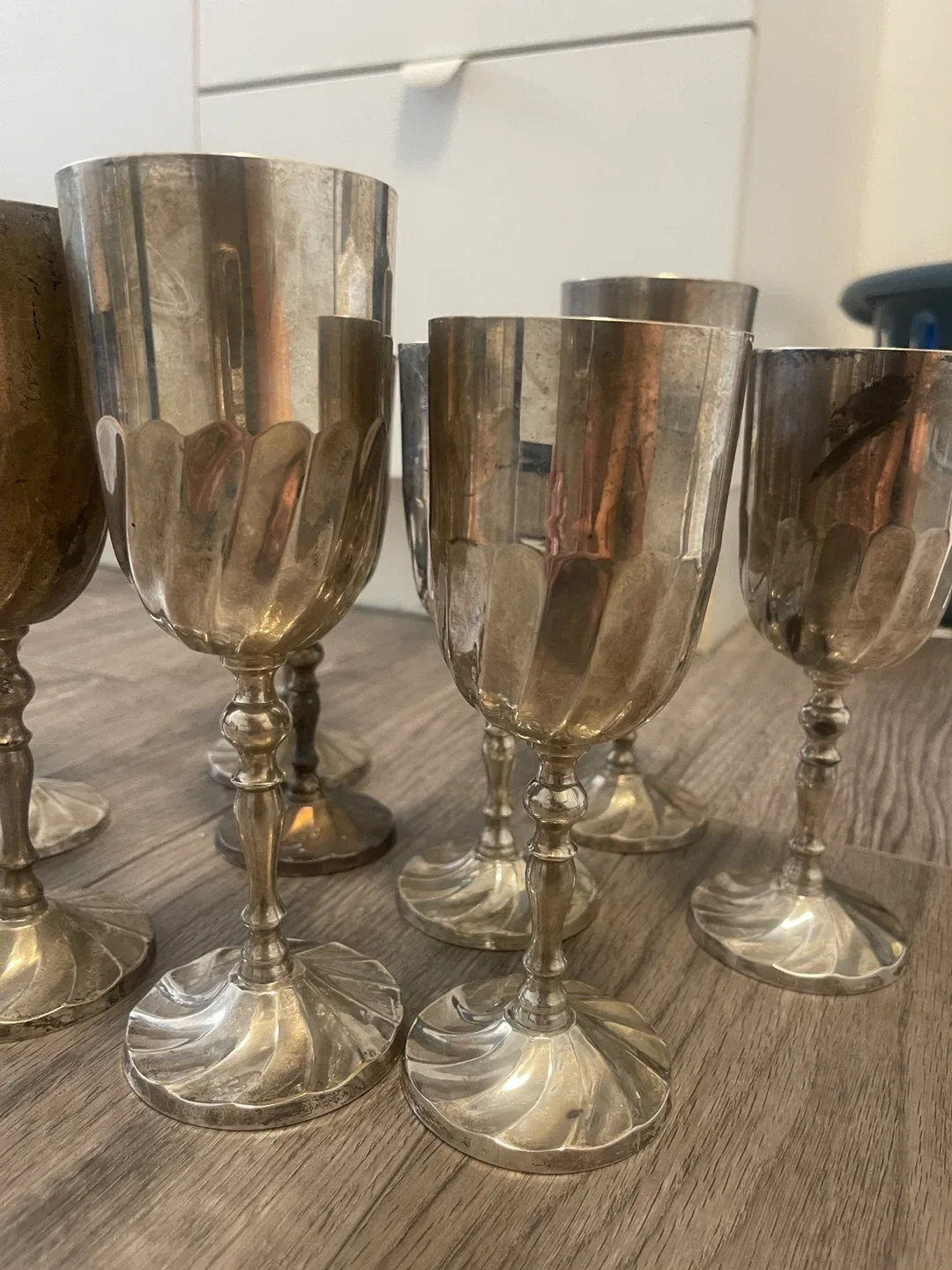 Vintage Silver Plated Wine Goblets Set of 9 image indicator(7)