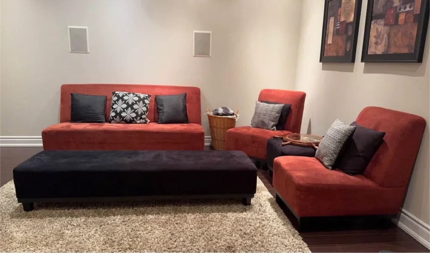 5-Piece Living Room Furniture Set – Sofa, Chairs & Ottomans thumbnail