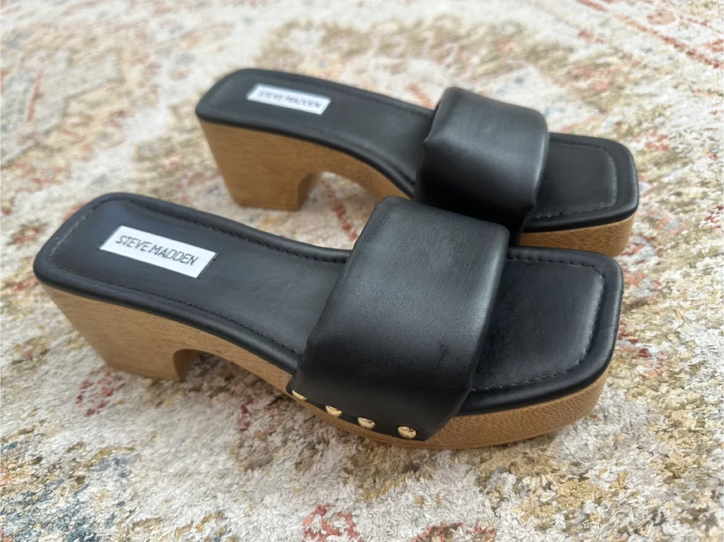 Steve Madden Black Leather Clogs - Size 8 thumbnail