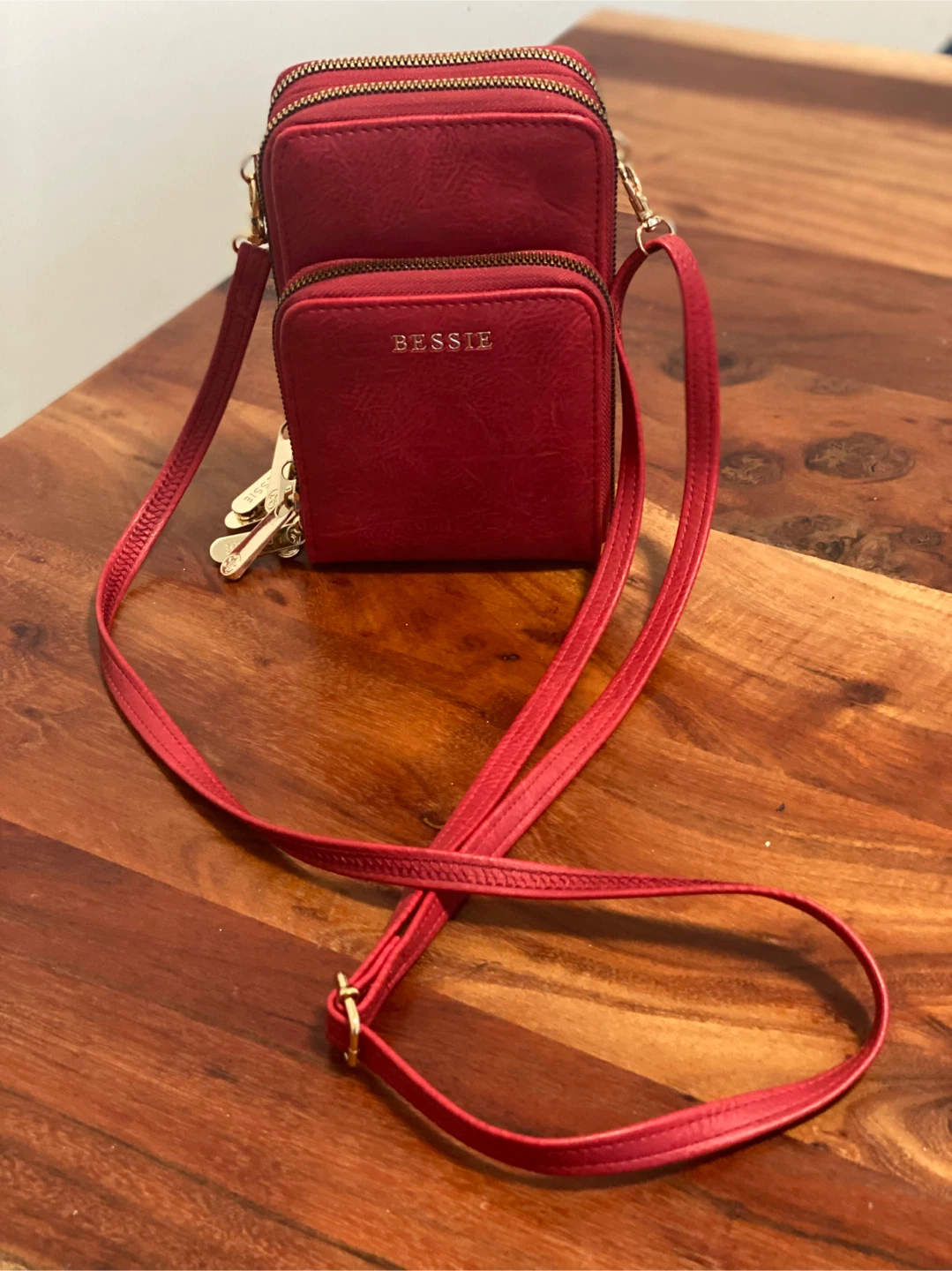 Bessie Red Crossbody Cell Phone Wallet