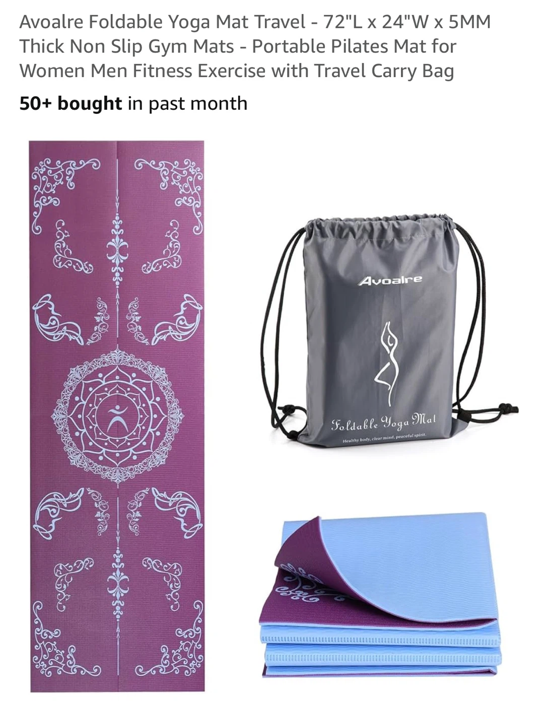 Avoalre Foldable Yoga Mat, Travel- friendly